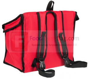 Sac A dos livraison pour 6 boites repas Lunchbox version rouge bordure noire sur commande, version noire bordure rouges disponible