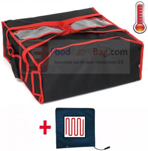 sac pizza isotherme et chauffant pour restaurant et livreur de pizza pour 4 pizza en boite de 45cm